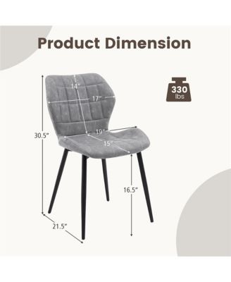 Dining Chairs Set of 4 w/ Padded Back Metal Legs & 2 Adjustable Foot Pads