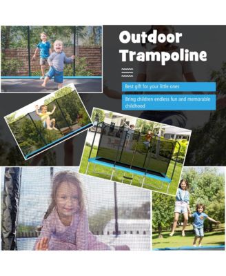 8 x 14 FT Rectangular Recreational Trampoline W/ Safety Enclosure Net Ladder Outdoor