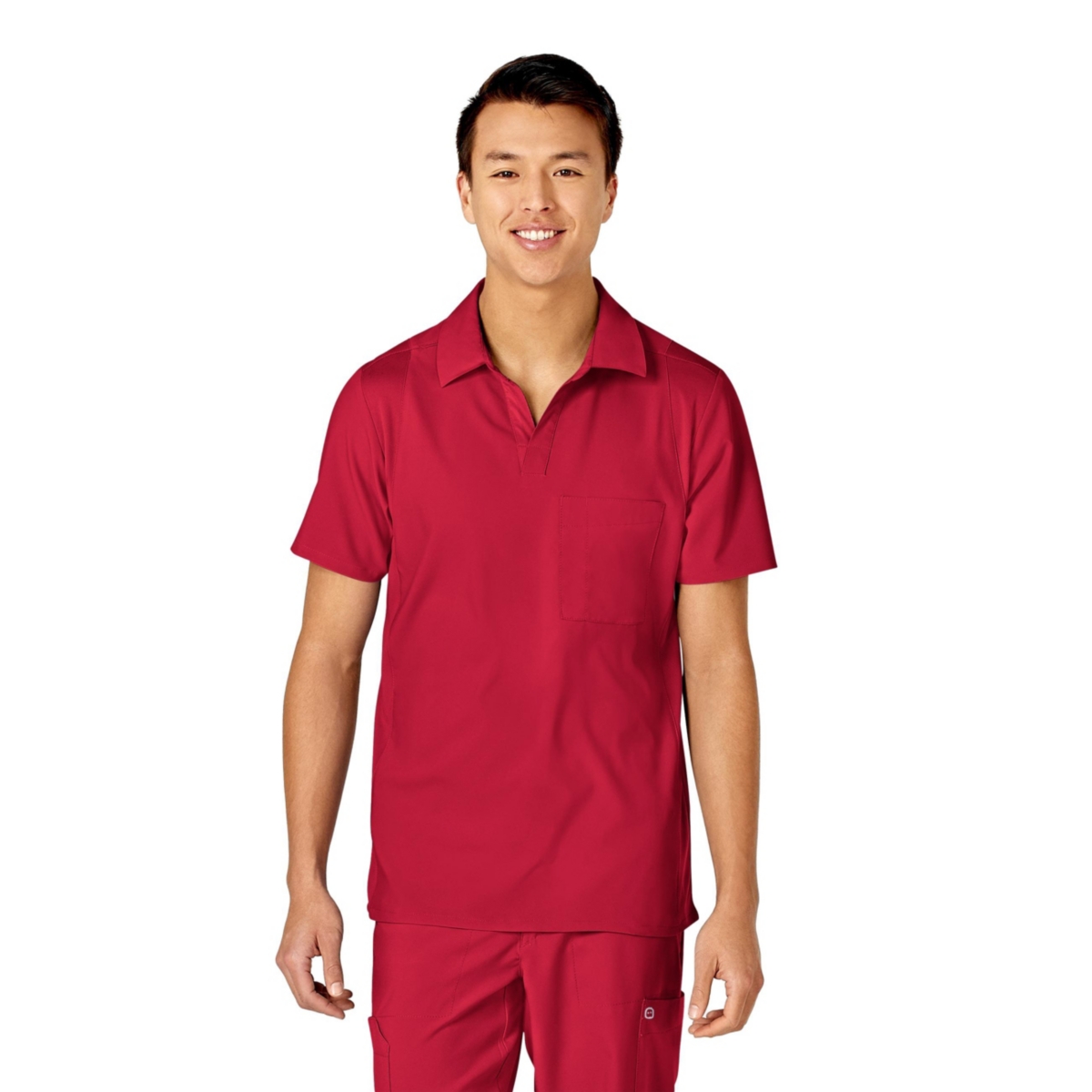 Men's W123 Collar Scrub Top - White