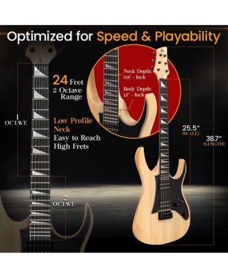 38.7" Full Size Electric Guitar Kit - Includes Amplifier, Travel Bag, and Accessories, Natural Finish (PEGKT781N)