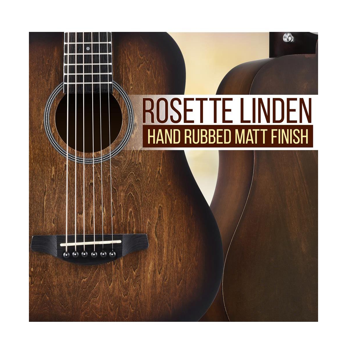 Pyle 34" Acoustic Guitar Kit - 6-String 1/2 Junior Size Guitar with Accessories, Brown (PGA820BR)