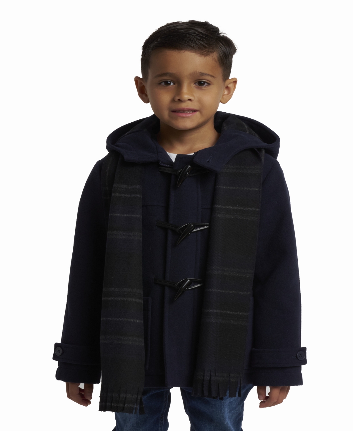 S Rothschild & Co Toddler & Little Boy Toggle Dress Coat with Scarf