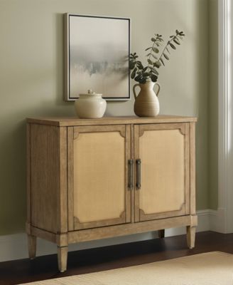 36.5" Wood Salina Wide Woven Cane Accent Cabinet