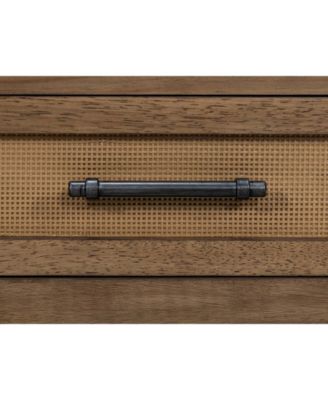 22" Wood Salina Wide Woven Cane Nightstand