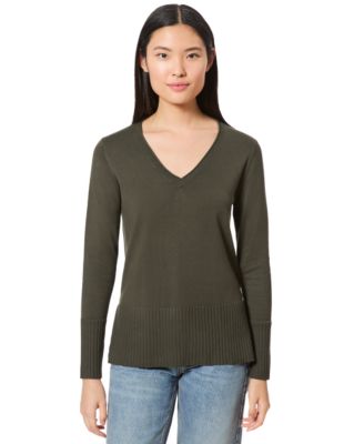 Women's V-Neck Wide-Hem Wide-Cuff Sweater