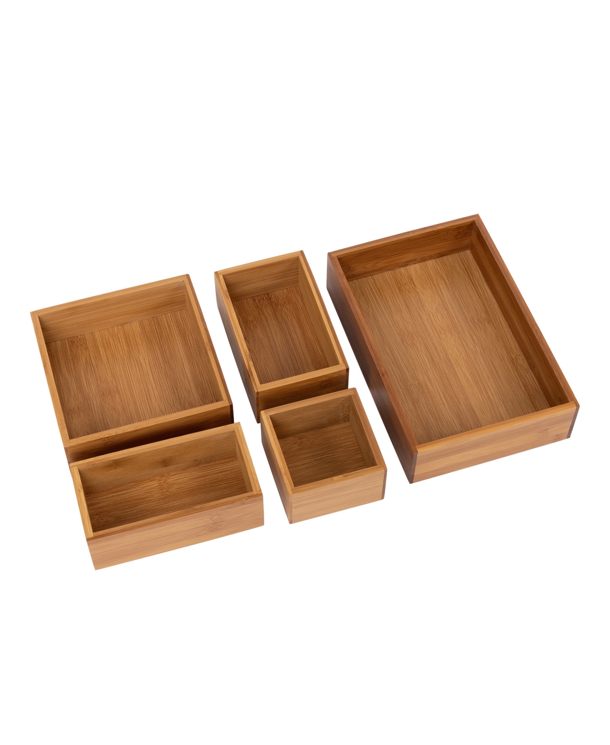 Bamboo Storage Box Drawer Organizer 5 Piece Set - Natural