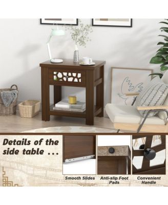 1 PC Engineered Wood Side End Table Nightstand w/ Drawer Wood for Living Room Bedroom Rustic Table Nightstand