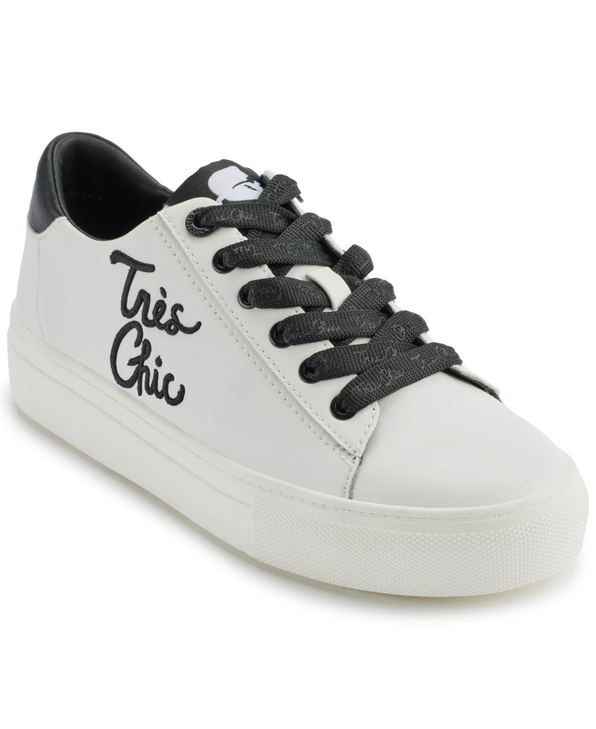 Shop Karl Lagerfeld Women's Cate Sayings Lace Up Sneakers In Bright White,black