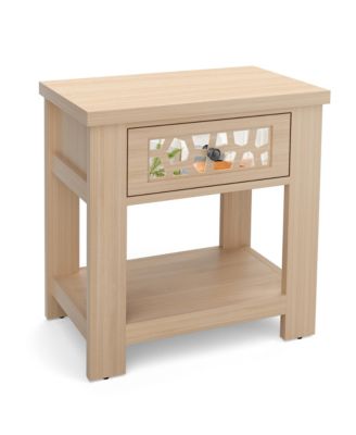 1 PC Engineered Wood Side End Table Nightstand w/ Drawer Wood for Living Room Bedroom Rustic Table Nightstand