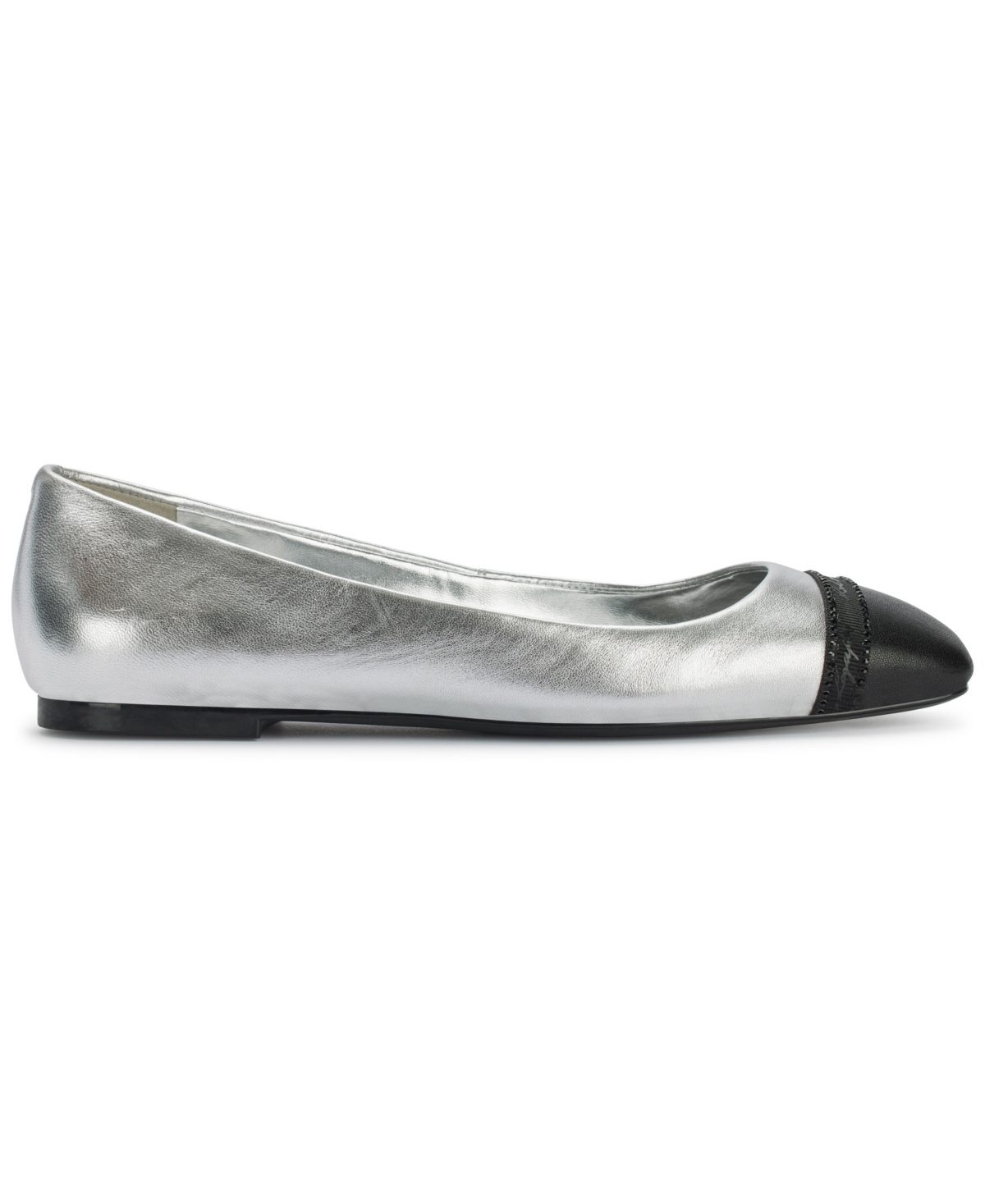 Karl Lagerfeld Women's Zayne Square-toe Ballet Flats In Silver,black