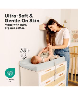 2pk Soothe Changing Pad Covers for Girl, Boy, Soft Cotton Contoured Diaper Changing Table Pad Covers