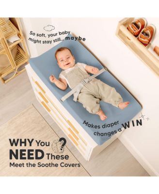 2pk Soothe Changing Pad Covers for Girl, Boy, Soft Cotton Contoured Diaper Changing Table Pad Covers