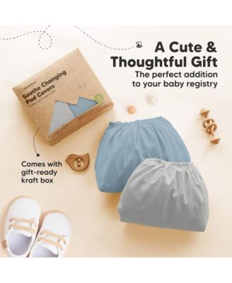 2pk Soothe Changing Pad Covers for Girl, Boy, Soft Cotton Contoured Diaper Changing Table Pad Covers