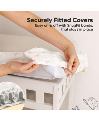 2pk Soothe Changing Pad Covers for Girl, Boy, Soft Cotton Contoured Diaper Changing Table Pad Covers