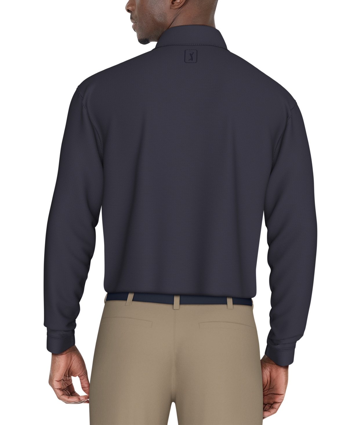 Pga Tour Men's Long Sleeve Jacquard Polo Shirt