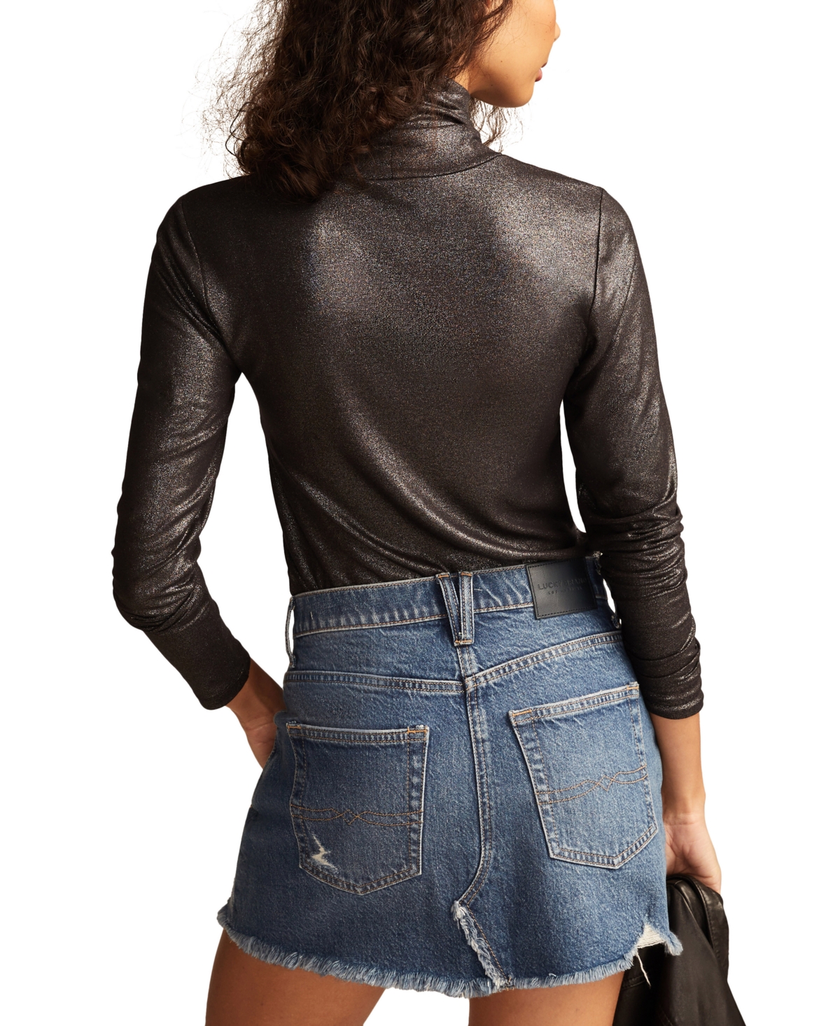 Shop Lucky Brand Women's Turtleneck Long-sleeve Layering Top In Jet Black