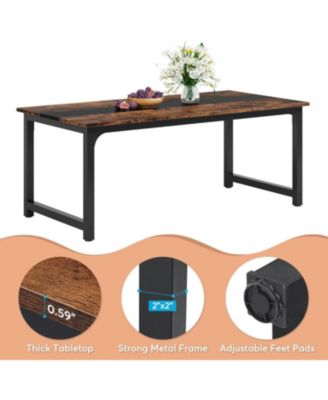 Rectangular Dinner Table with Heavy Duty Metal Legs,Industrial Kitchen Table for 6-8 Person