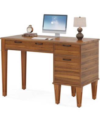 47" Computer Desk with 3 Drawers, Farmhouse Office Desk with Storage, Wood Teacher Desk Writing Table with File Drawers for Home Office, Bedroom, Study