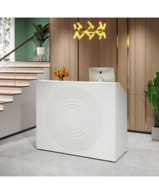 Retail Counter,Modern Front Desk Reception Room Table with Cable Grommet,Reception Desk with Counter