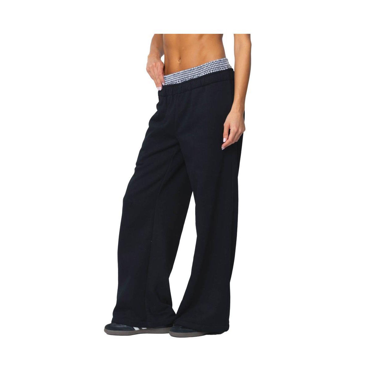 Edikted Women's Gingham Boxer Detail Sweatpants