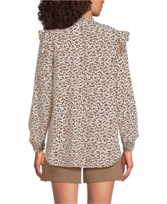 Women's Cotton Voille Ruffle Front Blouse