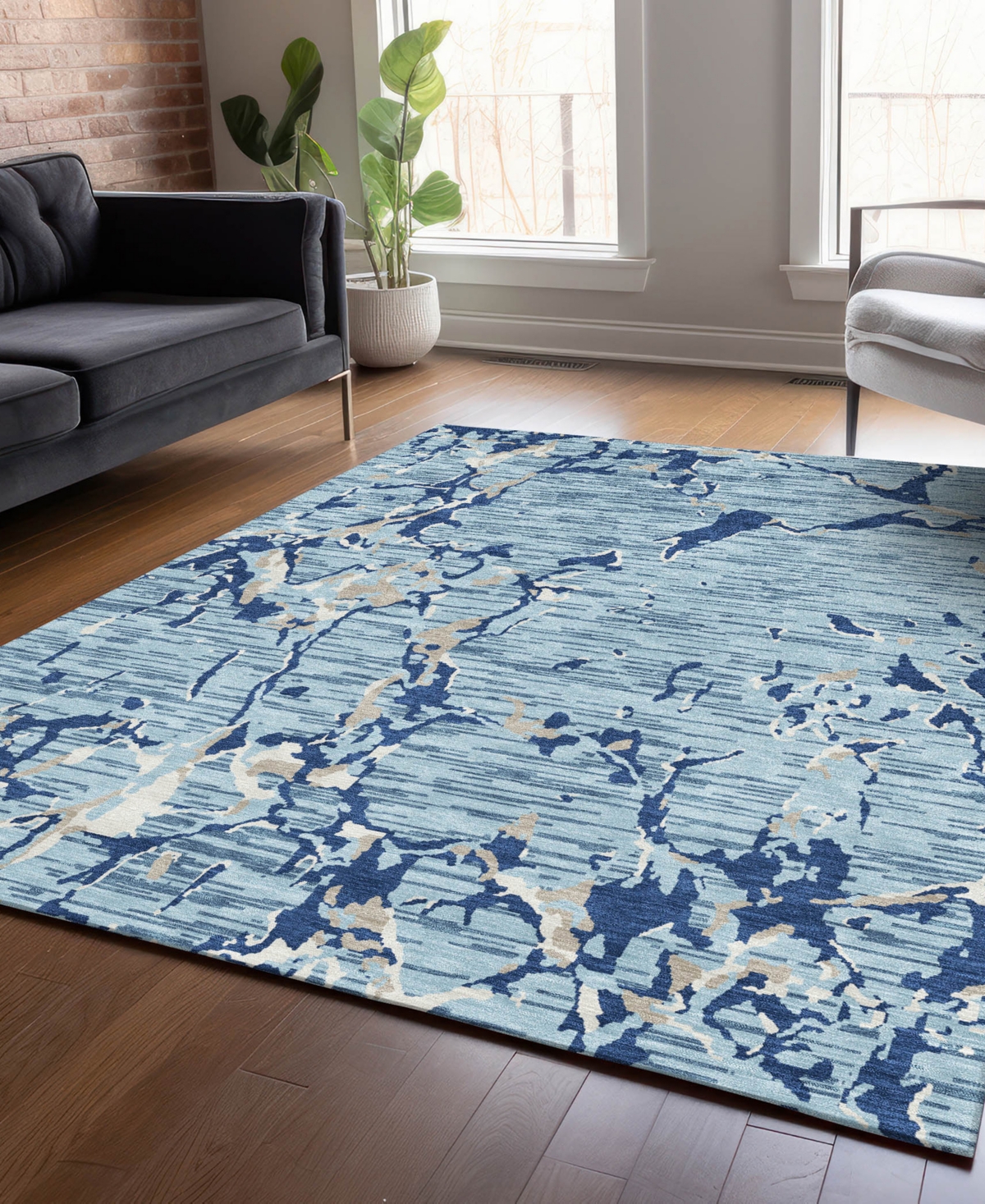Shop Addison Chantille Machine Washable Acn1046 9'x12' Area Rug In Denim
