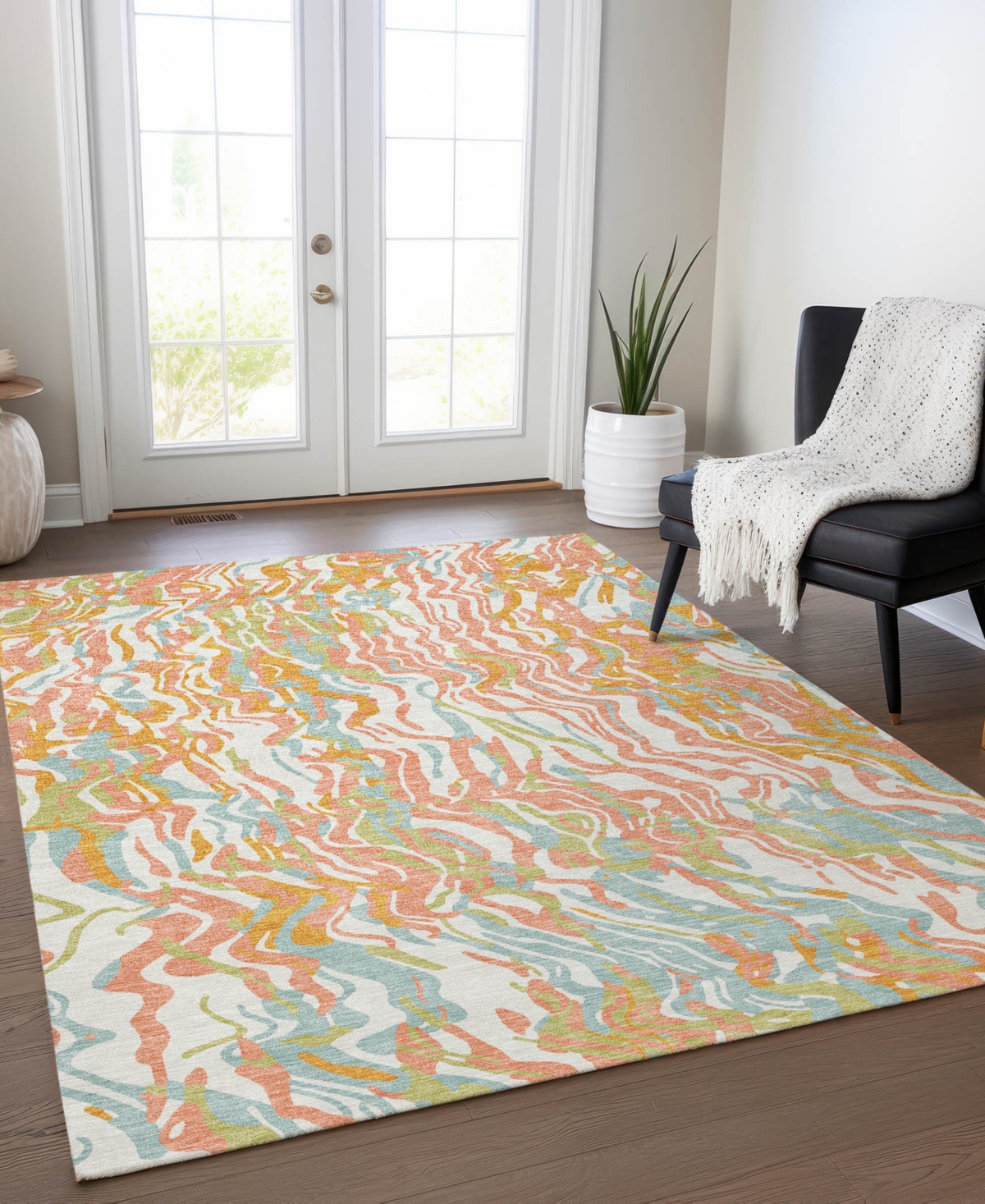 Addison Chantille Machine Washable Acn1038 9'x12' Area Rug In Coral