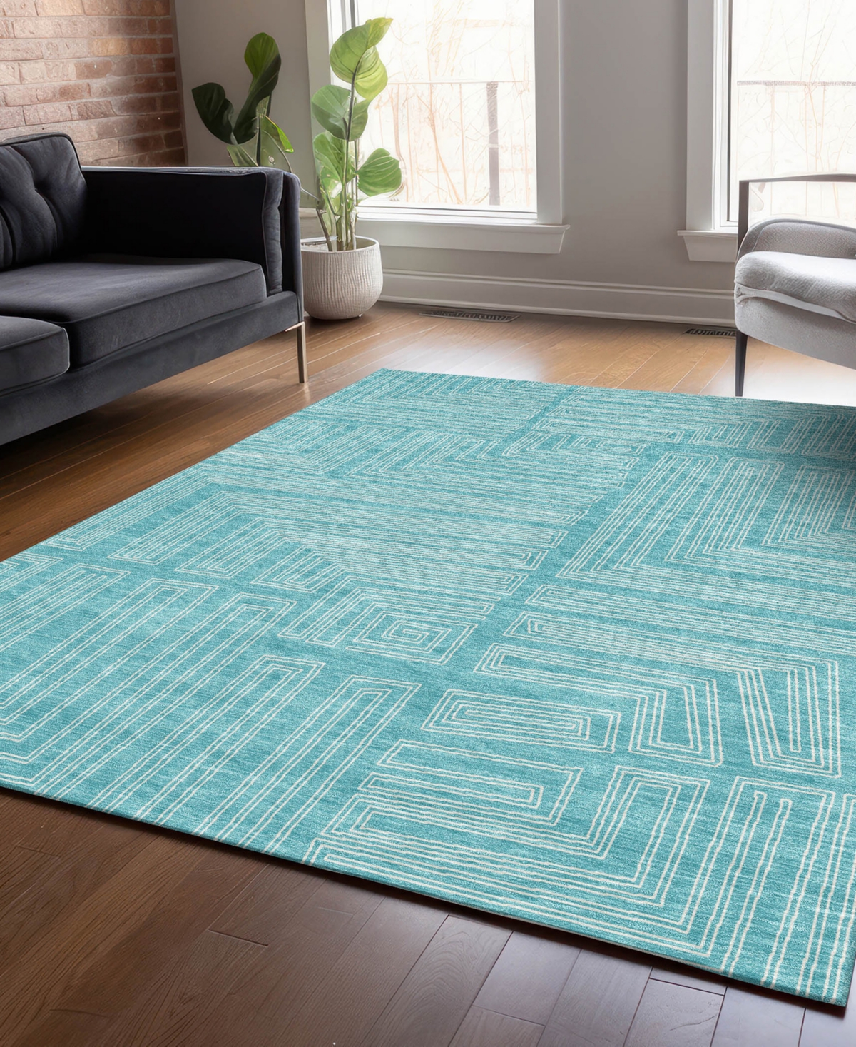 Addison Chantille Machine Washable Acn1045 8'x10' Area Rug In Turquoise