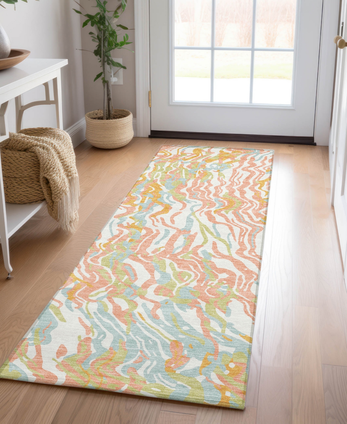 Addison Chantille Machine Washable Acn1038 2'3"x7'6" Runner Area Rug In Coral