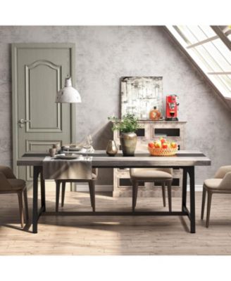 Dining Table for 8 People, 70.87-inch Rectangular Wood Kitchen Table with Strong Metal Frame, Industrial Large Long Dining Room Table