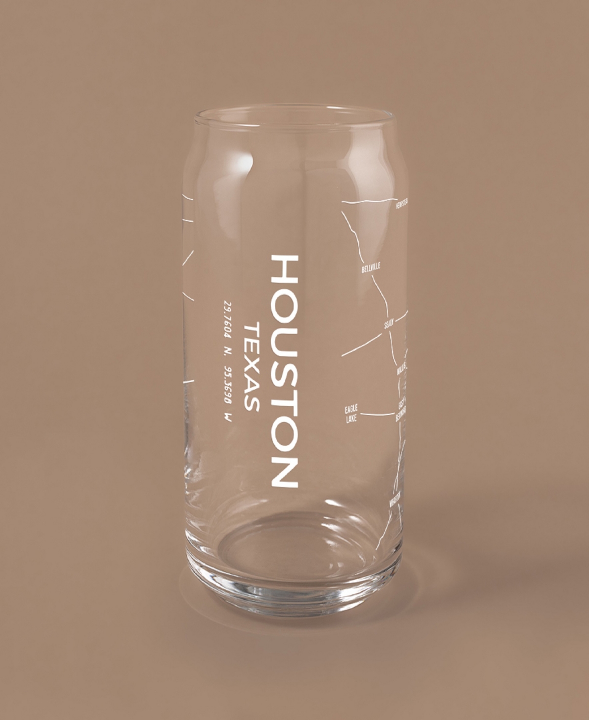 Narbo The Can Houston Map Everyday Glassware, Set Of 2 In White