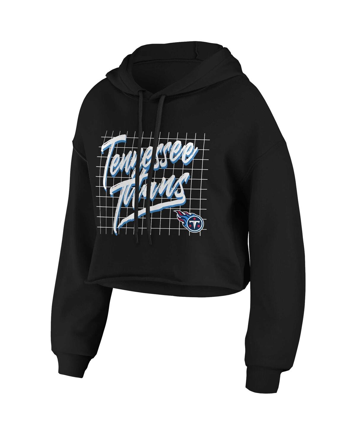 Wear By Erin Andrews Women's Black Tennessee Titans Domestic Cropped Pullover Hoodie In Black