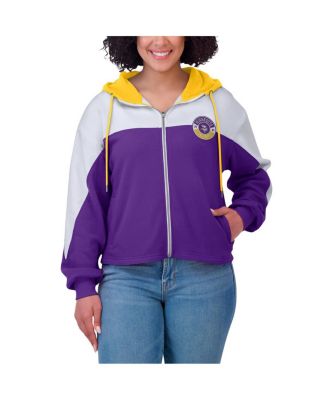 Women's Purple/White Minnesota Vikings Plus Size Color Block Full-Zip Hoodie