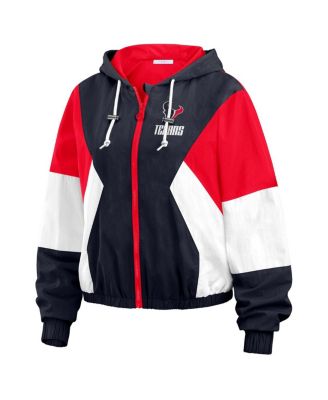 Women's Navy Houston Texans Color Block Full-zip Windbreaker Jacket