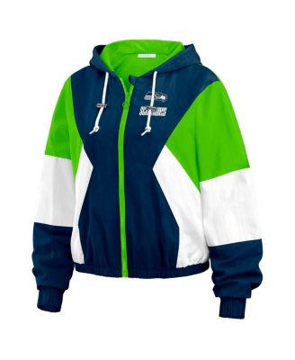 Women's Royal Seattle Seahawks Color Block Full-zip Windbreaker Jacket