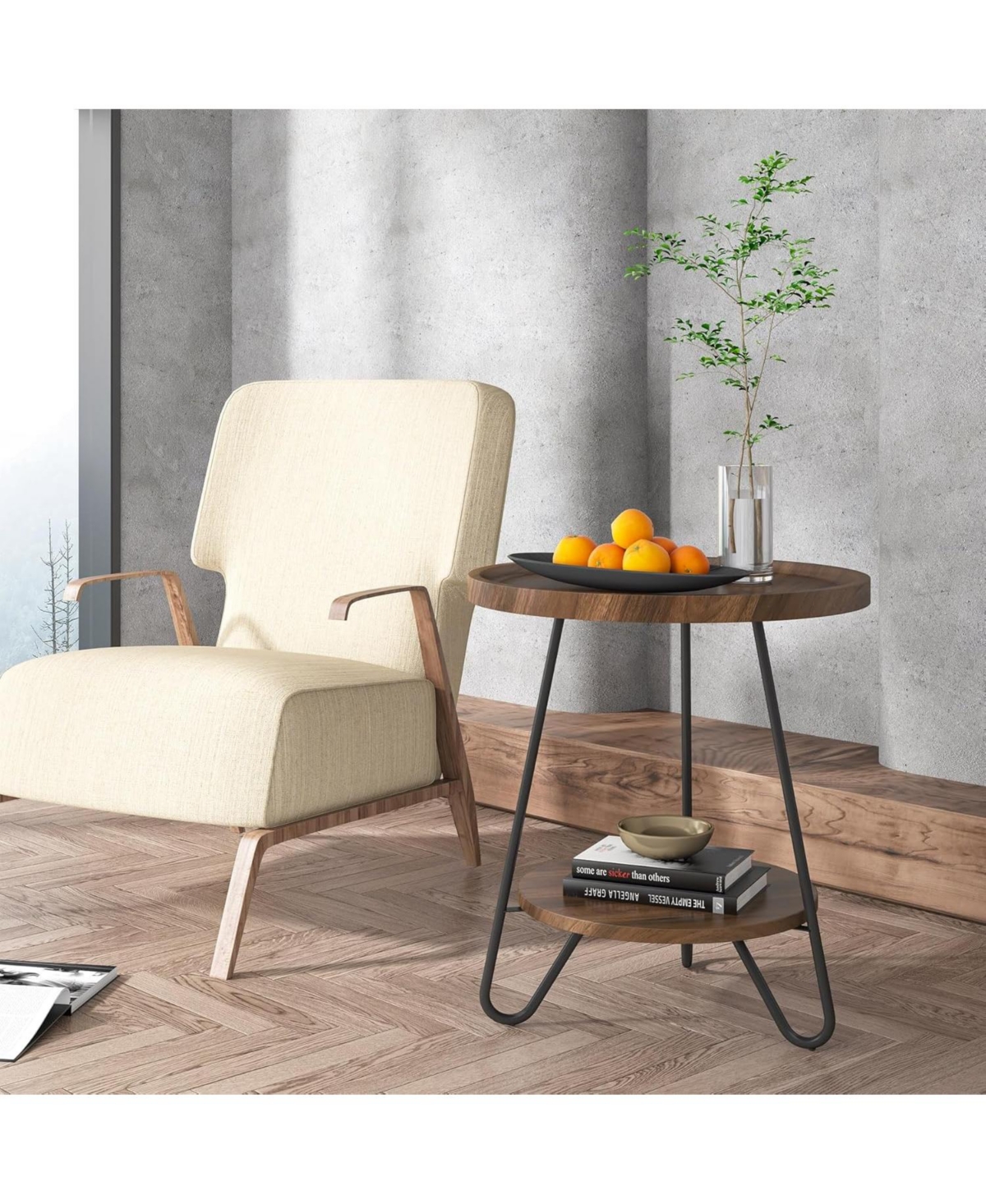 Tribesigns 2-Tier End & Side Table with Metal Legs Set of 2, Modern Industrial Beside Table, Small Accent Table Snack Table