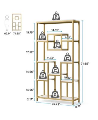 71” Tall Bookshelf with Metal Frame and Open Display Shelf,Bookcases and Bookshelves