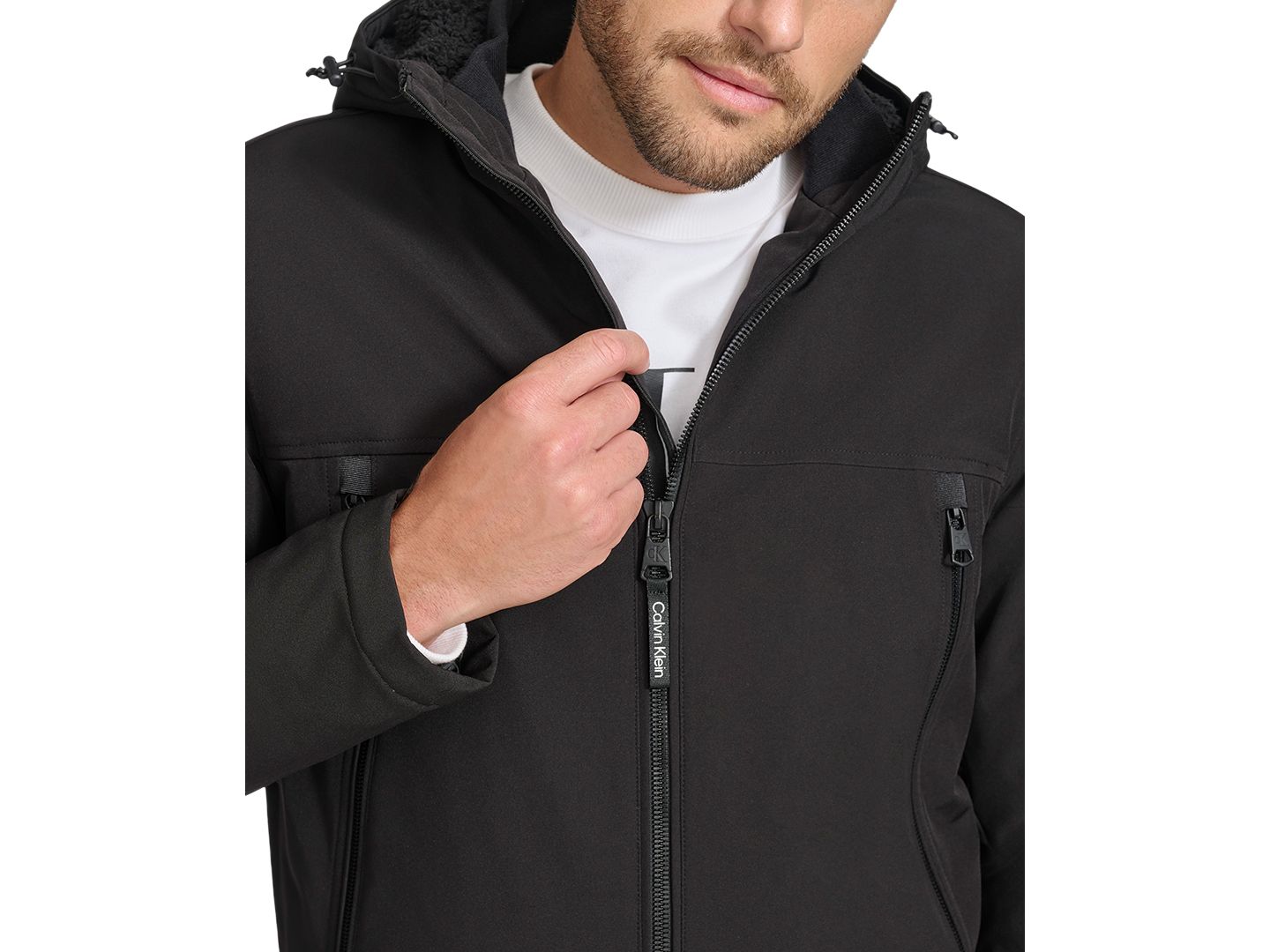Мужская куртка Calvin Klein Sherpa Lined Infinite Stretch Soft Shell, цвет: Чёрный — фото 3