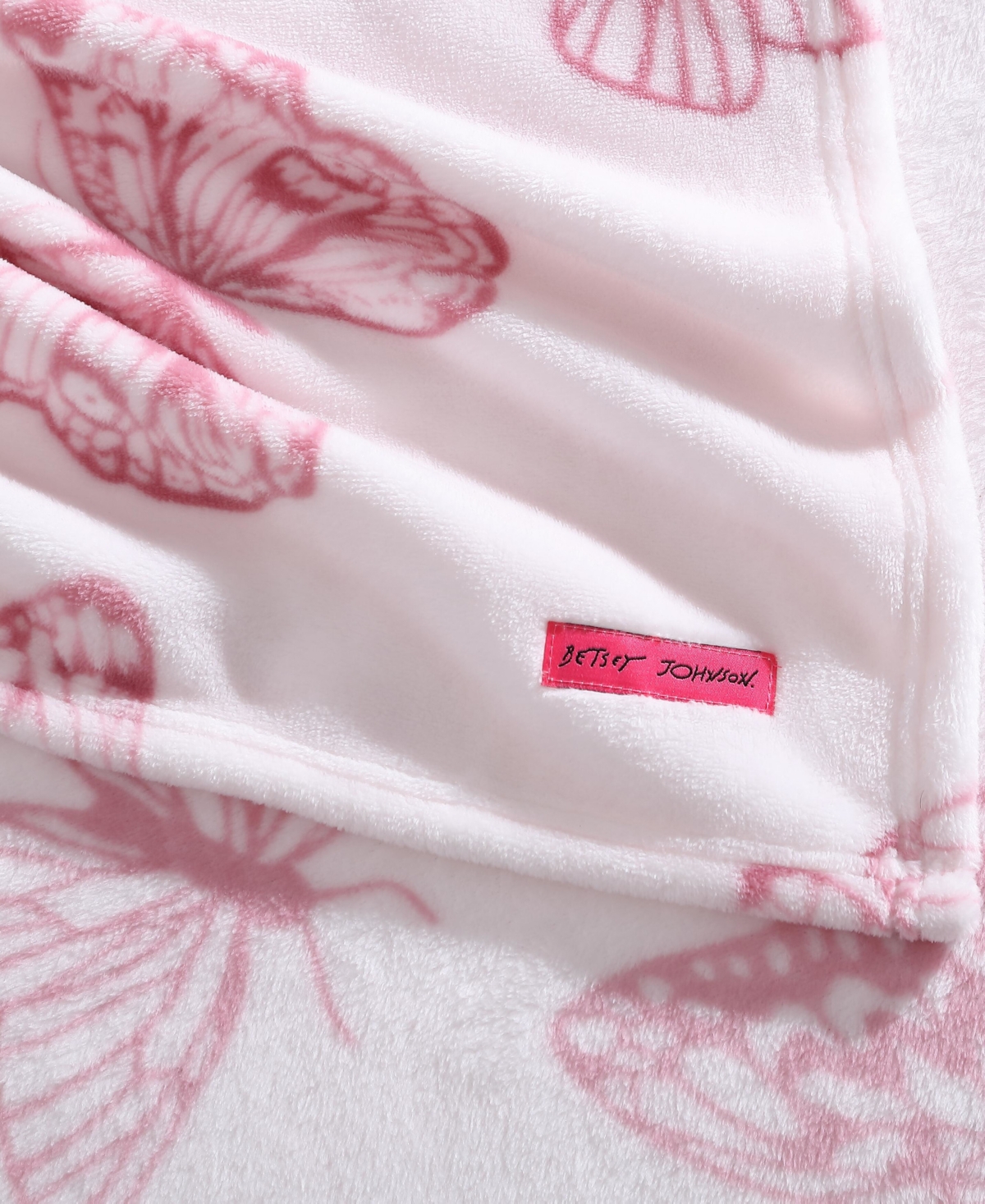 Shop Betsey Johnson Malachite Butterfly Ultra Soft Plush Fleece Throw, 70" X 50" In Light Pink,sea Pink