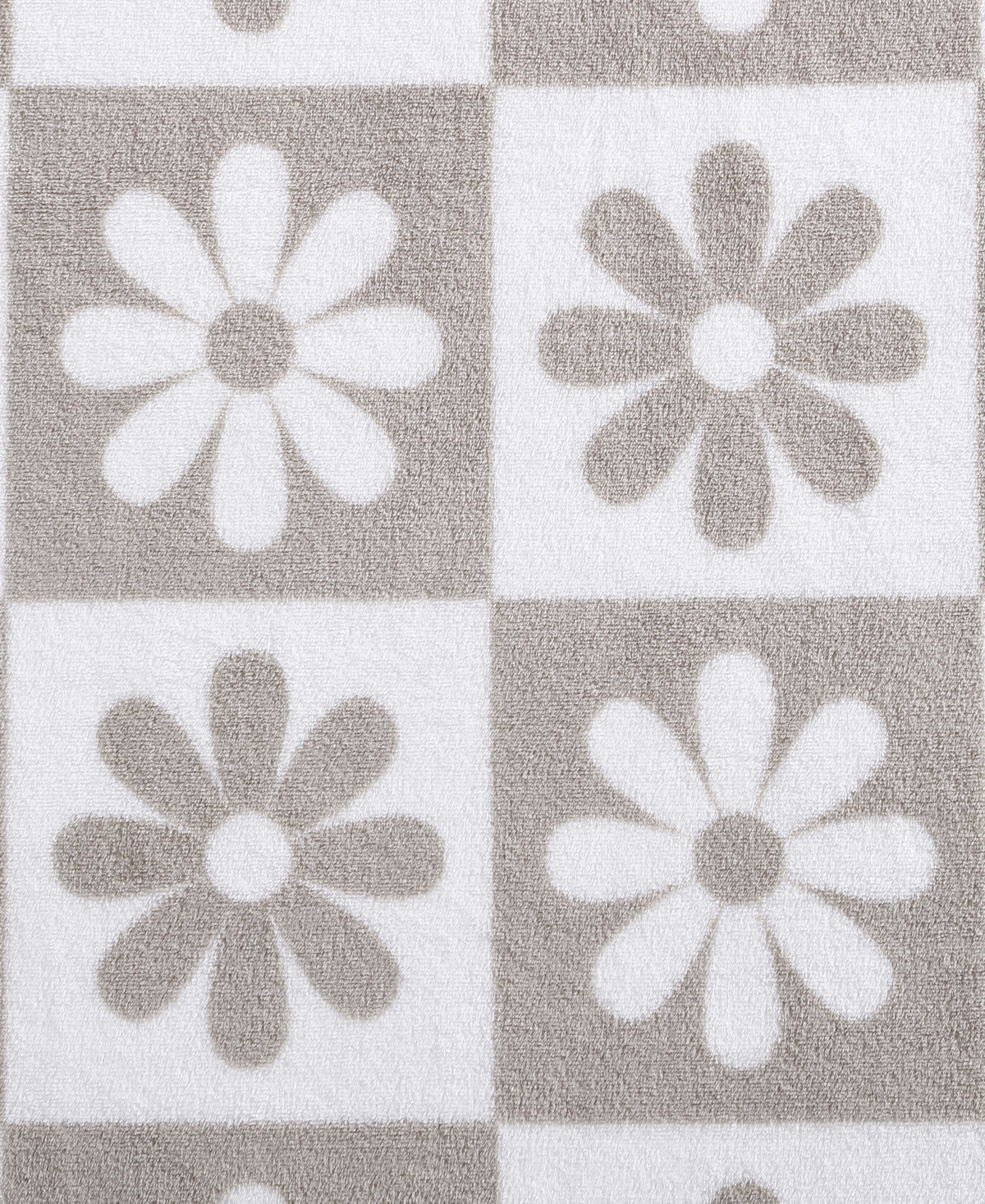 Shop Betsey Johnson Daisy Check Ultra Soft Plush Fleece Throw, 70" X 50" In White,mocha Beige