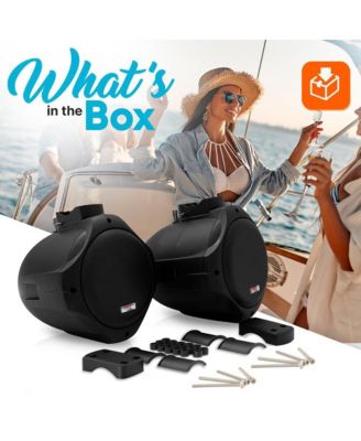8" Marine Wakeboard Tower Speakers - 300W Waterproof, Dual Bullet Style, Black (PLMRB85)
