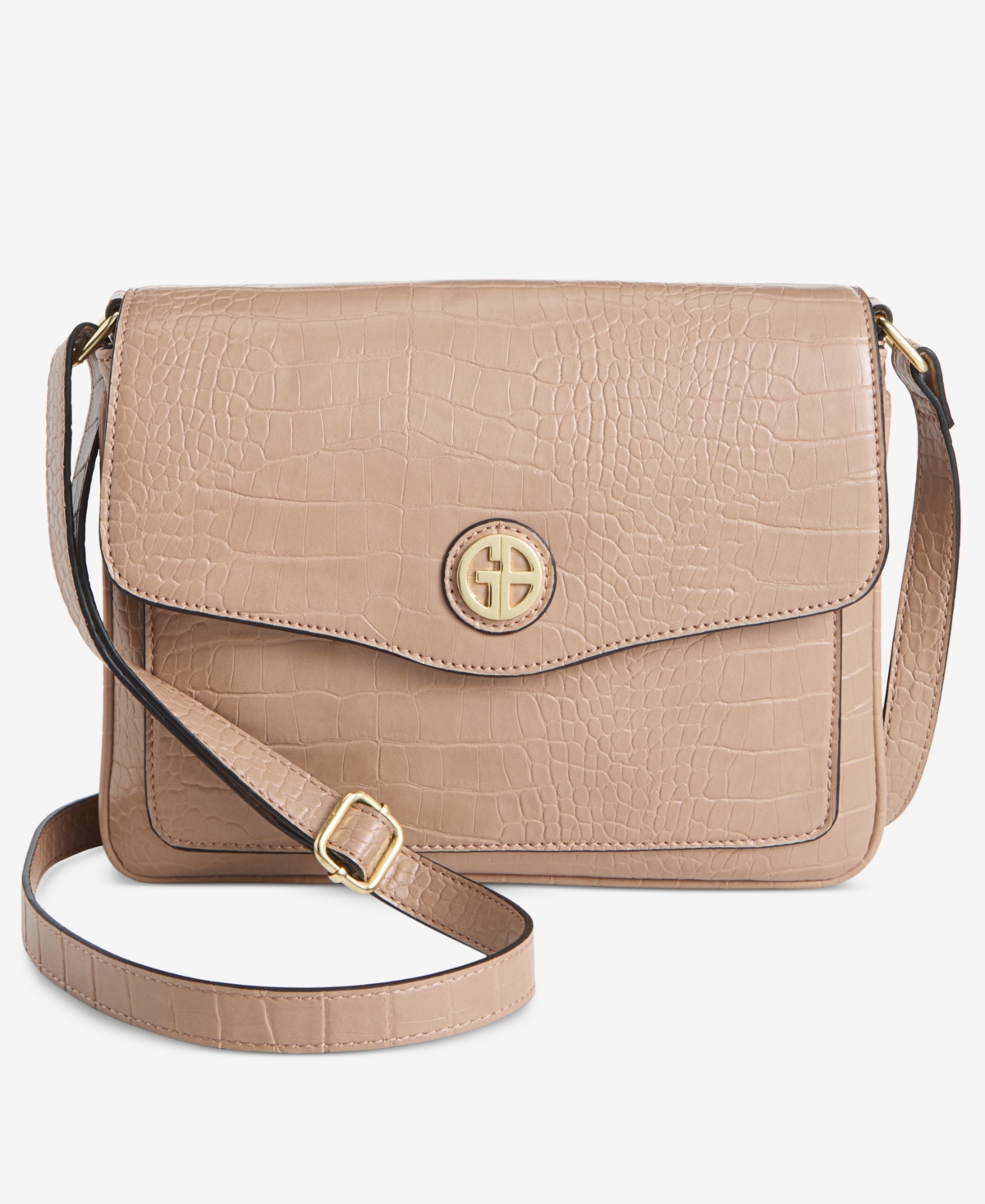 Giani Bernini Croc Flap Small Crossbody, Created For Macy's In Hummus