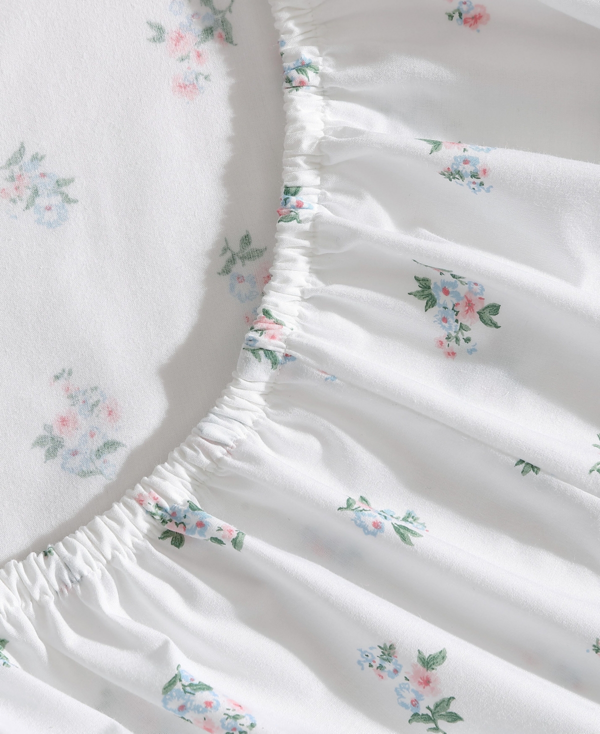 Laura Ashley 200-thread Count Cotton Percale 4 -pc. Sheet Set, Queen In Harperette Printed Hem