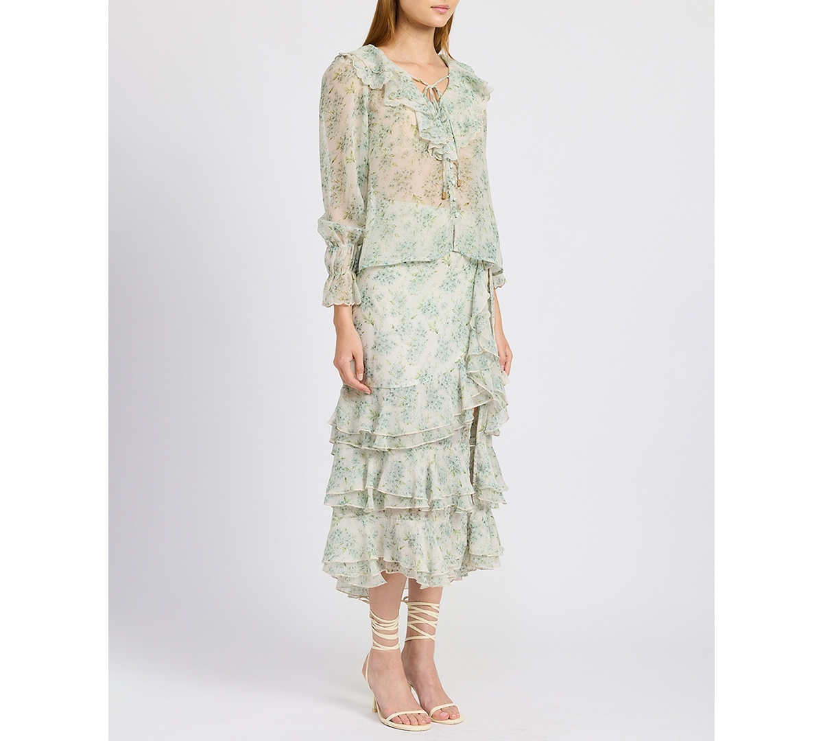 En Saison Women's Marlene Floral Ruffle-Tiered Maxi Skirt