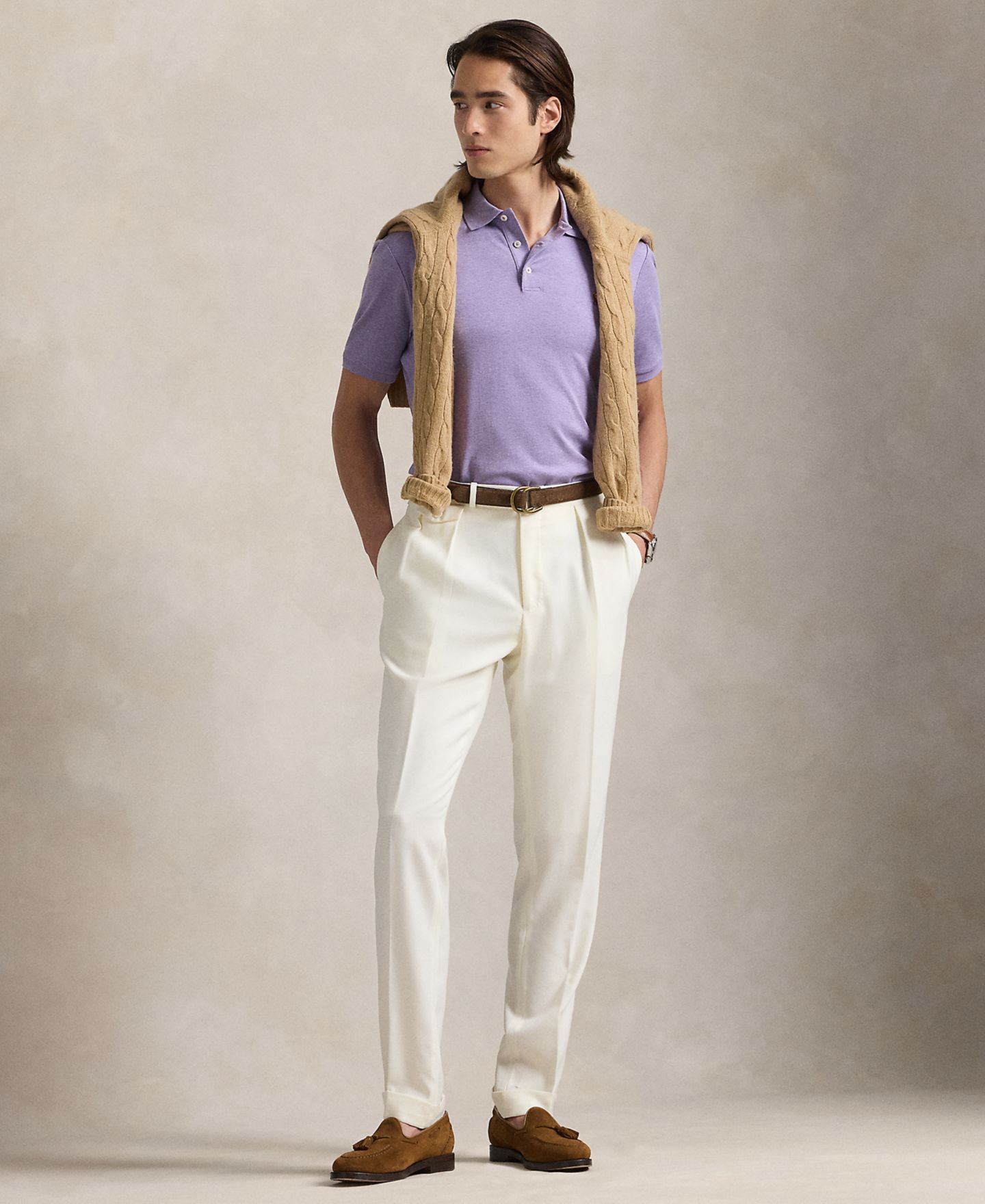 Мужское поло Polo Ralph Lauren Custom Slim Fit Soft Cotton Polo Shirt, цвет: Меланжевый, вариант 1 — фото 4
