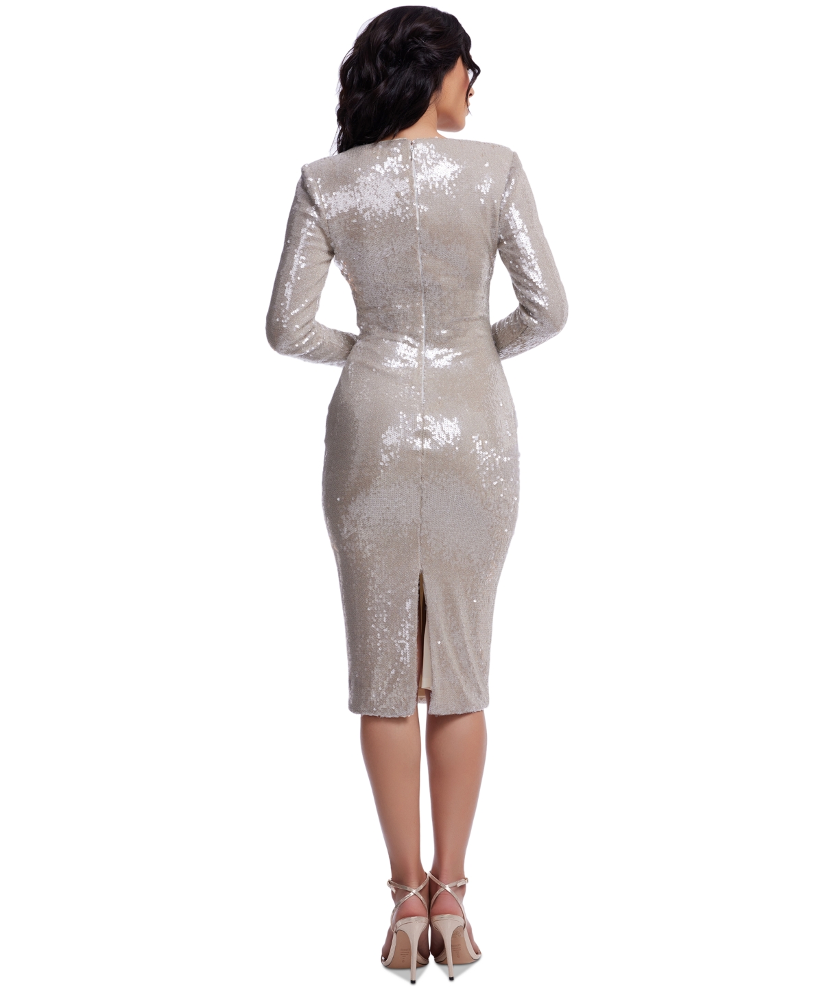 DRESS THE POPULATION WOMEN'S EMMALYN SEQUIN MIDI DRESS 