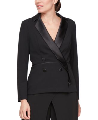 Alex Evenings - Petite Long-Sleeve Tuxedo Blouse