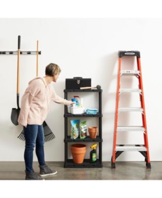 4 Shelf Knect-A-Shelf Solid Light Duty Storage Unit, Black 2 Pck
