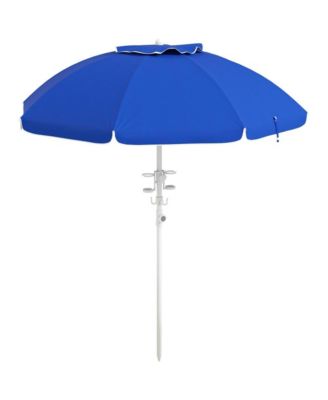 Portable Beach Umbrella with Adjustable Height, Tilt Function, Cup Holders and Sand Anchor