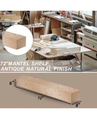 Solid Pine Wood Cap-Shelf Mantel in Natural Wood